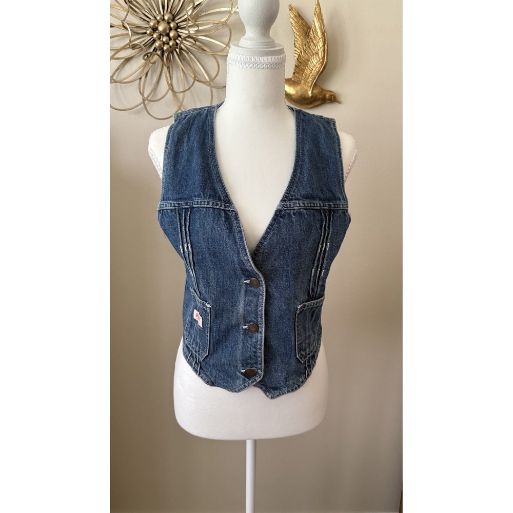 VTG Gilleys Bar 1980s Denim Vest Pasadena Texas Urban Cowboy Western